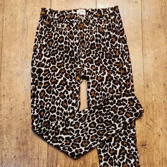 J. CREW 10" Toothpick Women's Skinny Jeans Corduroys Leopard Print - Sz 24 - NEW - Picture 2 of 6